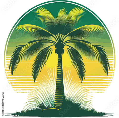 Palm Tree Silhouette vector White Background Design