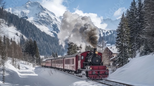 Mayrhofen, Innsbruck, Austria - May 1, 2017: The narrow gauge coal steam tourist train operated by Zillertal Railway runs between Jenbach and Mayrhofen.