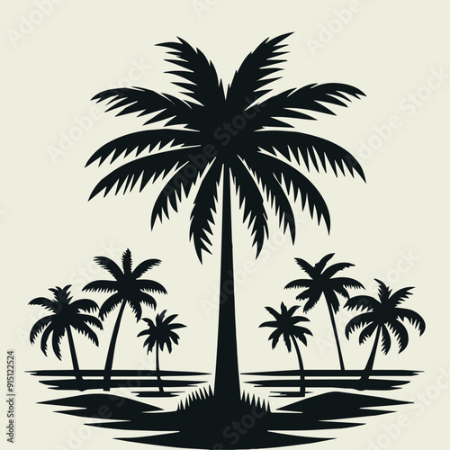 Palm Tree Silhouette vector White Background Design