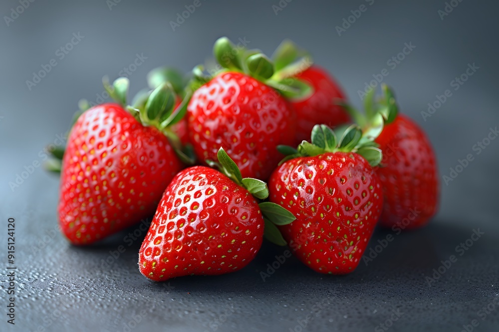 Fresh Ripe Strawberries on Dark Background - Perfect for Summer Recipes, Print, Poster, or Kitchen Decor Fresh Ripe Strawberries on Dark Background - Perfect for Summer Recipes, Print, Poster, or Kitchen Decor