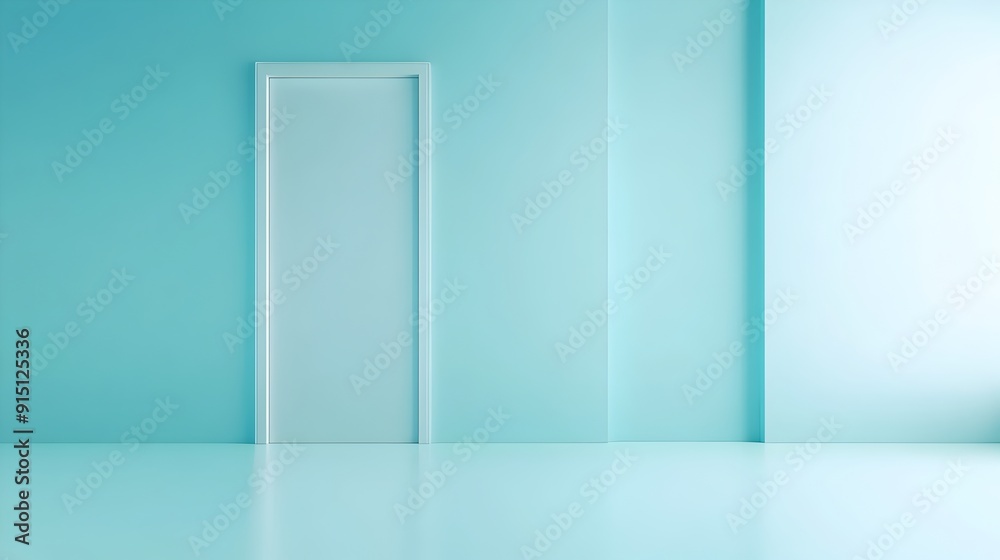 Minimalist Turquoise and White Storage Room in 3D Rendering Minimalist Turquoise and White Storage Room in 3D Rendering