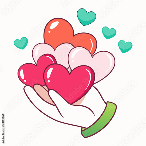 A handful of hearts in a baby art vector illustration