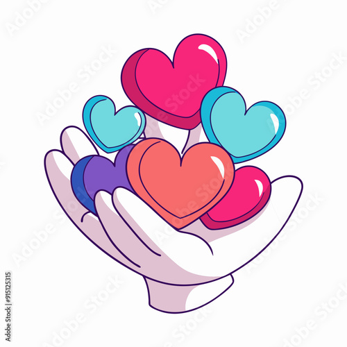 A handful of hearts in a baby art vector illustration