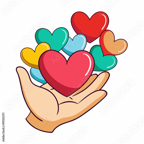 A handful of hearts in a baby art vector illustration