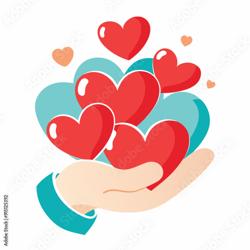 A handful of hearts in a baby art vector illustration
