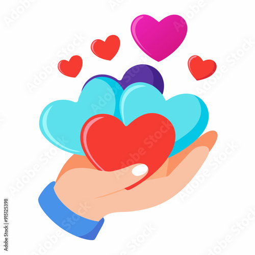 A handful of hearts in a baby art vector illustration