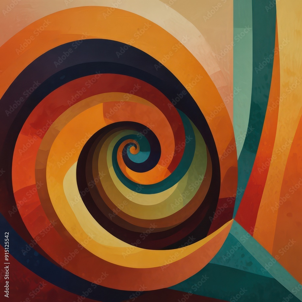 An abstract design with curvilinear forms in warm sunset colors An abstract design with curvilinear forms in warm sunset colors