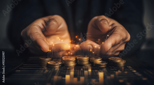 A Businessperson's Hands Laying Coins on Top of Each Other