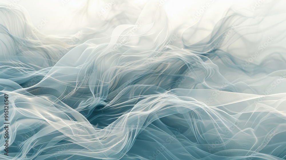 Fototapeta premium Translucent waves in soft colors swirl and blend, creating an ethereal atmosphere with a dreamlike quality