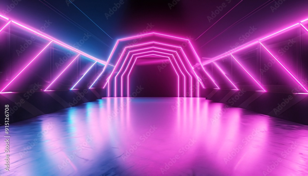 3d render, abstract neon background, floor reflection, pink blue glowing lines, ultraviolet light 3d render, abstract neon background, floor reflection, pink blue glowing lines, ultraviolet light