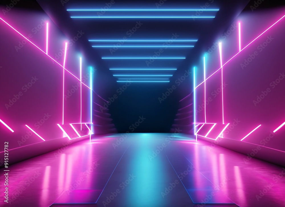 3d render, abstract neon background, floor reflection, pink blue glowing lines, ultraviolet light 3d render, abstract neon background, floor reflection, pink blue glowing lines, ultraviolet light
