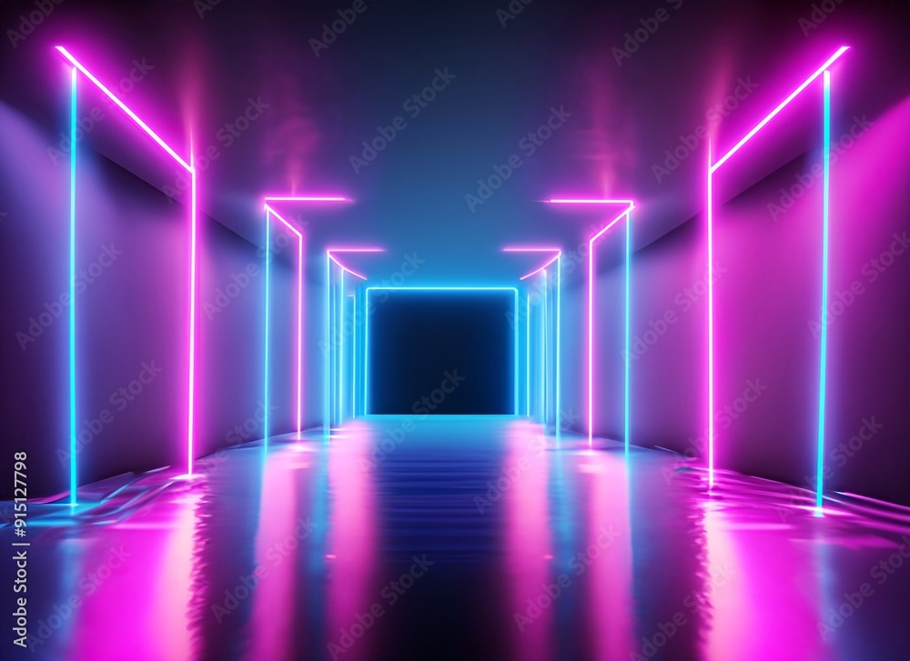 3d render, abstract neon background, floor reflection, pink blue glowing lines, ultraviolet light 3d render, abstract neon background, floor reflection, pink blue glowing lines, ultraviolet light