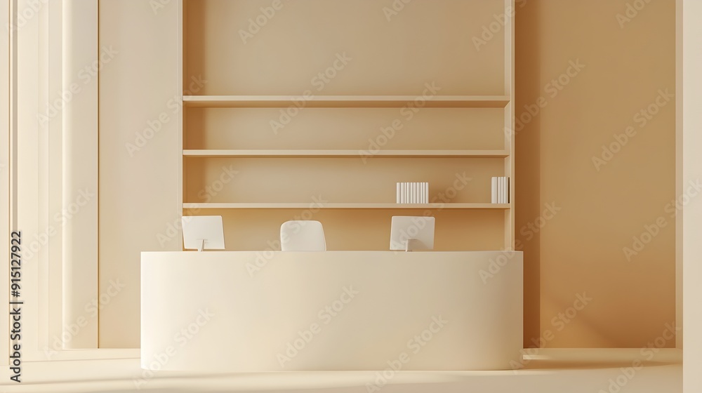 Fototapeta premium Minimalist White Break Room Office with Fawn Background Decor
