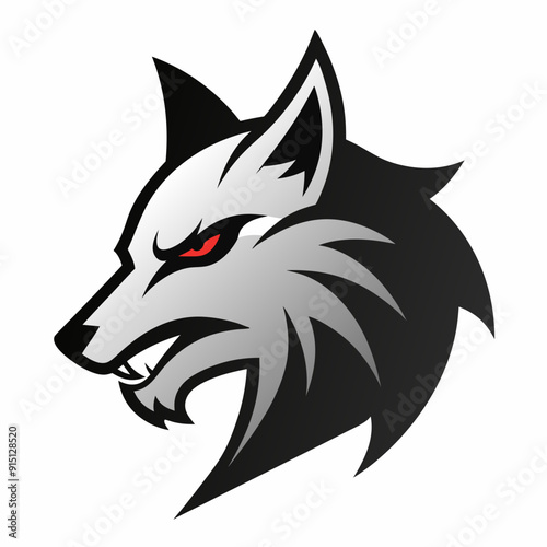 A head of angry wolf art vector illustration