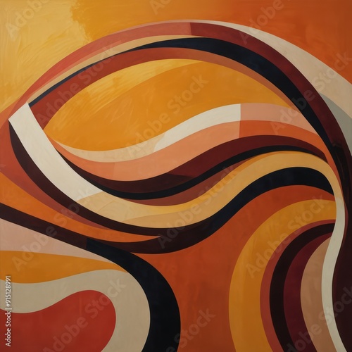 Wallpaper Mural An abstract design with curvilinear forms in warm sunset colors Torontodigital.ca