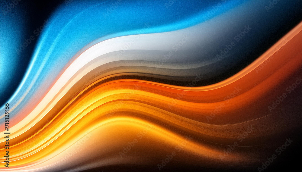 Abstract Fluid Waves of Warm Sunset Orange and Cool Ocean Blue Gradient Blending Together in a Dynamic, Flowing Motion Across a Dark, Minimalistic Background Abstract Fluid Waves of Warm Sunset Orange and Cool Ocean Blue Gradient Blending Together in a Dynamic, Flowing Motion Across a Dark, Minimalistic Background