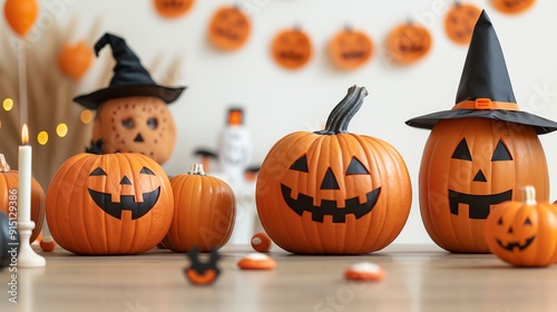 Family Halloween activities, carving pumpkins and trickortreating photo