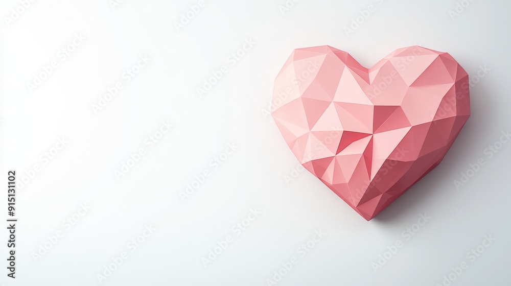 Geometric Love - Vibrant 3D Heart Render with Hand-Drawn Look on White Background for Creative and Romantic Themes Geometric Love - Vibrant 3D Heart Render with Hand-Drawn Look on White Background for Creative and Romantic Themes