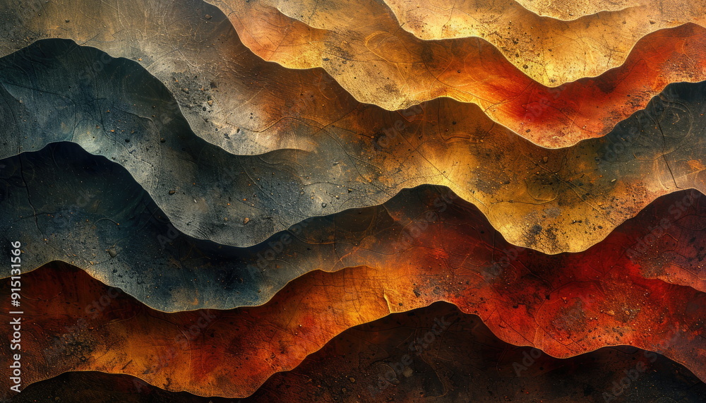 Abstract Wavy Layers in Warm Tones