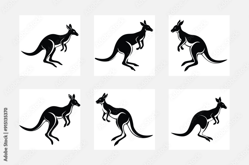 Stunning White Background Kangaroo Silhouette Artwork Set
Stunning White Background Kangaroo Silhouette Artwork Set
