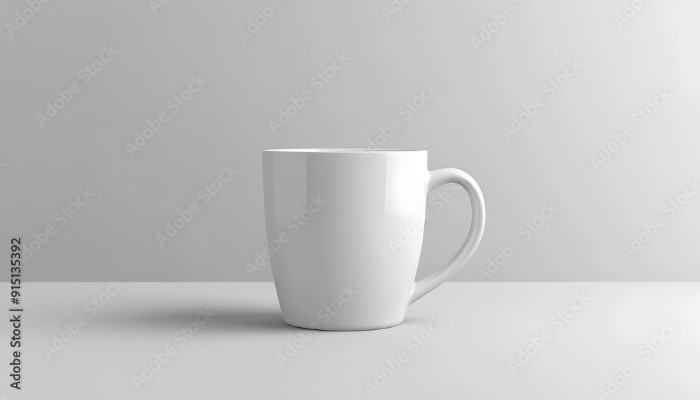 Fototapeta premium White coffee mug isolated on a solid white background. isolated on a solid white background. Illustrations design