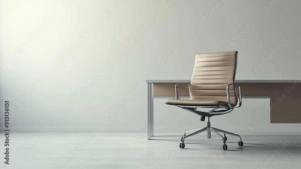 Minimalist Workspace with Empty Ergonomic Office Chair - Hiring Process Concept Minimalist Workspace with Empty Ergonomic Office Chair - Hiring Process Concept