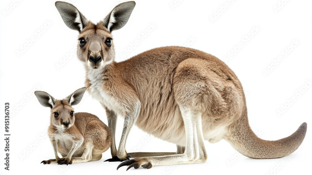 Adorable Kangaroo Mother and Baby in the Wild - Front-Facing Shot, Natural Habitat Beauty Adorable Kangaroo Mother and Baby in the Wild - Front-Facing Shot, Natural Habitat Beauty
