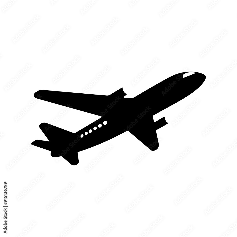 Airplane silhouette vector illustration on white background
Airplane silhouette vector illustration on white background