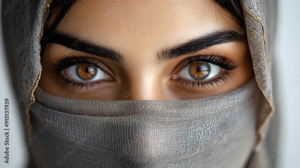 Closeup portrait of young woman wearing a niqab, hijab Closeup portrait of young woman wearing a niqab, hijab