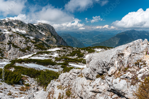 Bergpanorama vom Dachstein Krippenstein am Hallstätter See, Obertraun im Sommer Salzkammergut photo