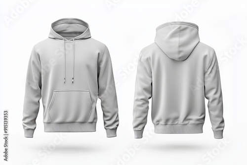 Light gray hoodie front and back view on white background photo