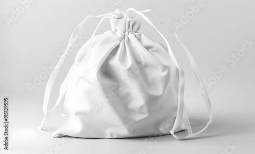 White drawstring bag isolated on a white background isolated on white background, design