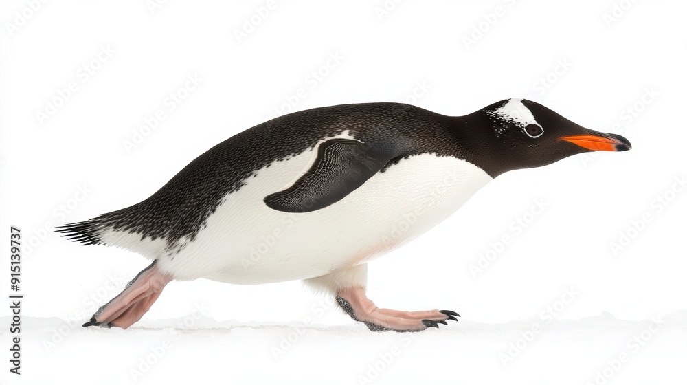 Fototapeta premium Adorable Penguin Waddling on White Background | Close-Up Image - Free Download