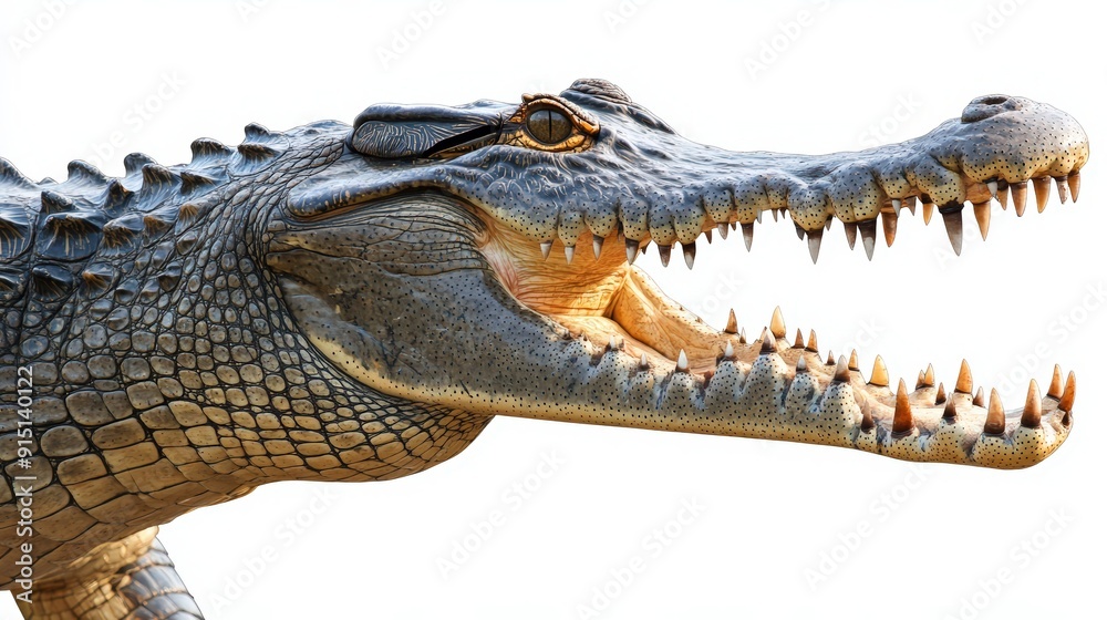 Fototapeta premium Fierce Crocodile Showing Side Profile with Mouth Open - Wildlife Photography