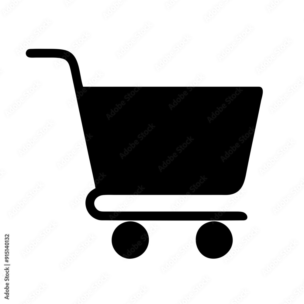 Shopping cart line art icon for apps and websites. Trolley linear flat black Shopping cart line art icon for apps and websites. Trolley linear flat black
