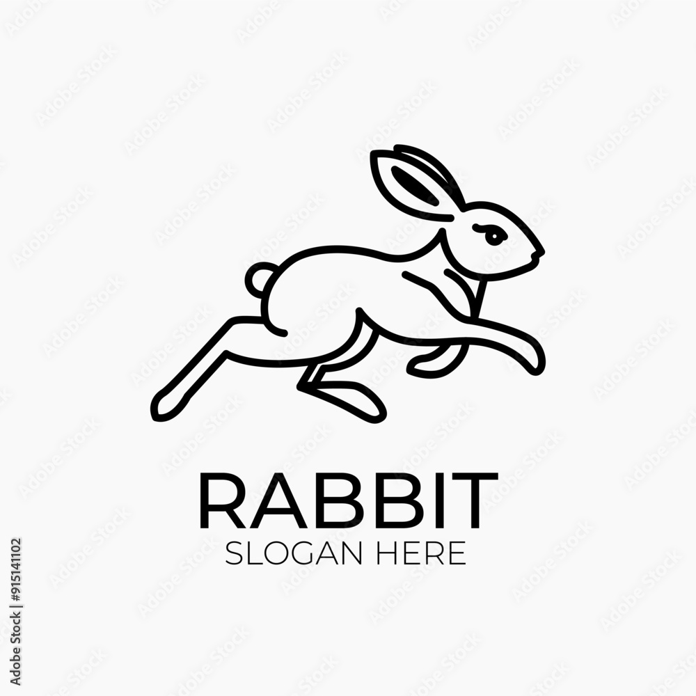 Fototapeta premium monoline rabbit logo design template