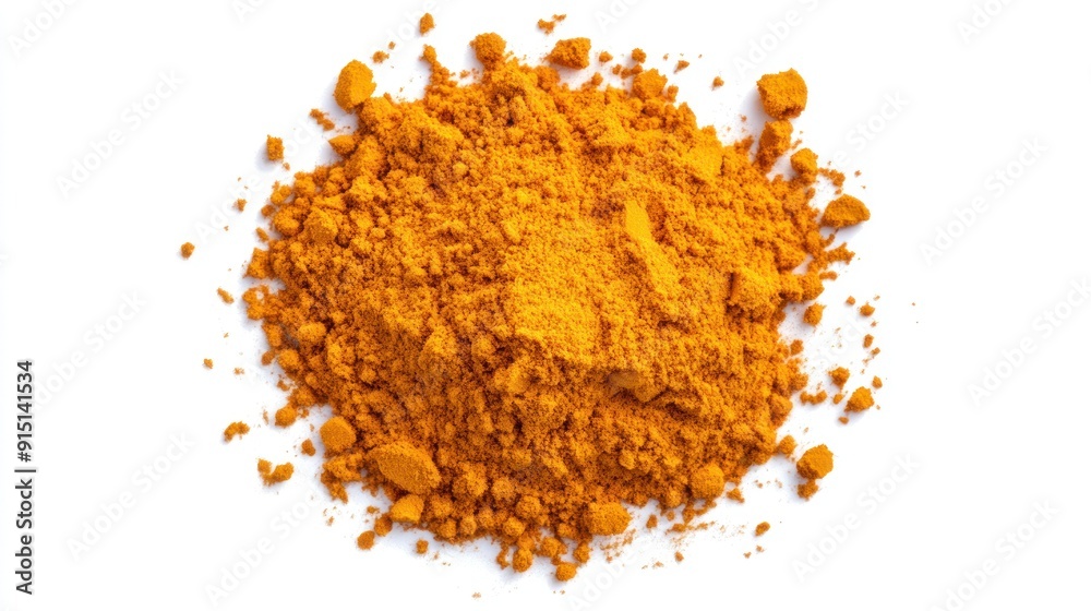 Turmeric Powder Pile Isolated On White Turmeric Powder Pile Isolated On White