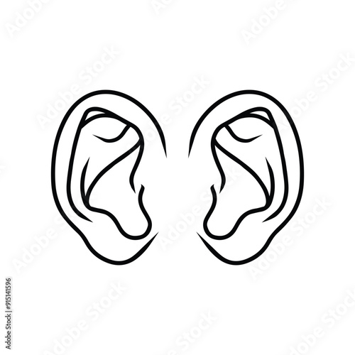 Ear black outline icon human health sound nose design.