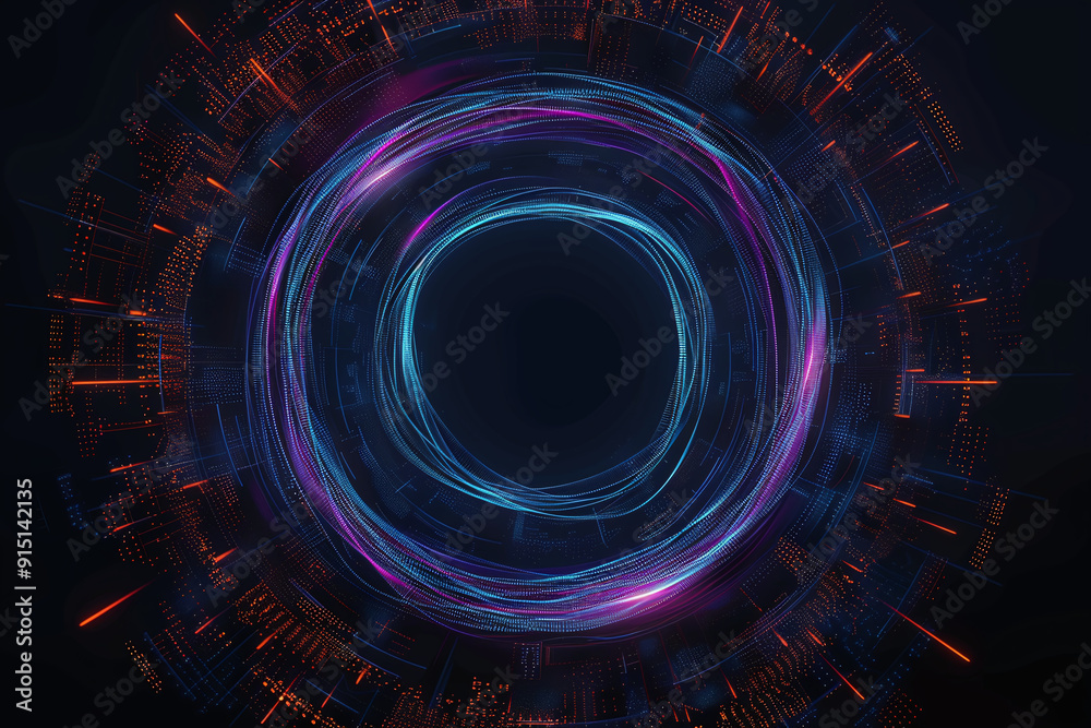 Creative digital technology circle on dark background. 3D rendering Creative digital technology circle on dark background. 3D rendering