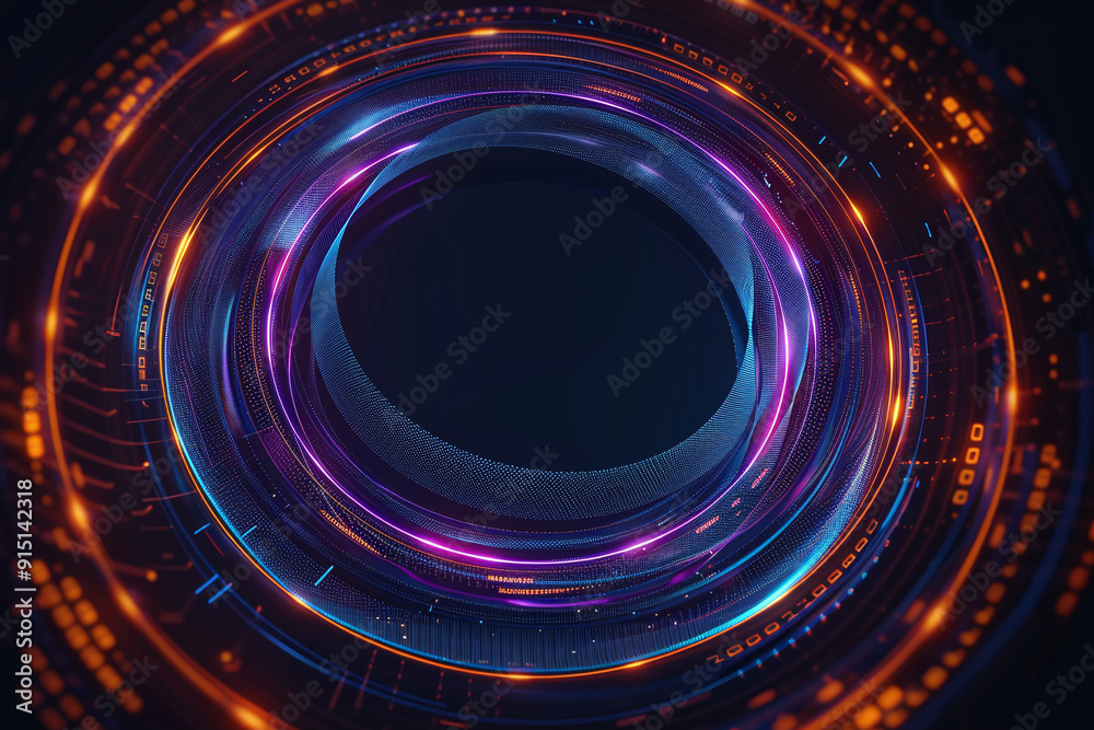 Creative digital technology circle on dark background. 3D rendering Creative digital technology circle on dark background. 3D rendering