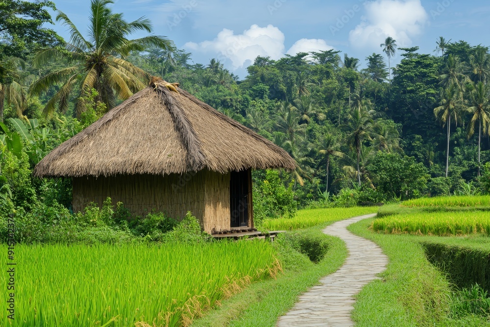 Rice field bio architecture dome made from bamboo Rice field bio architecture dome made from bamboo