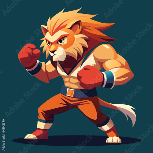 lion boxing fight animal mascot sport logo