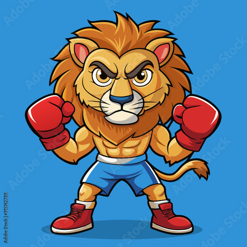 lion boxing fight animal mascot sport logo