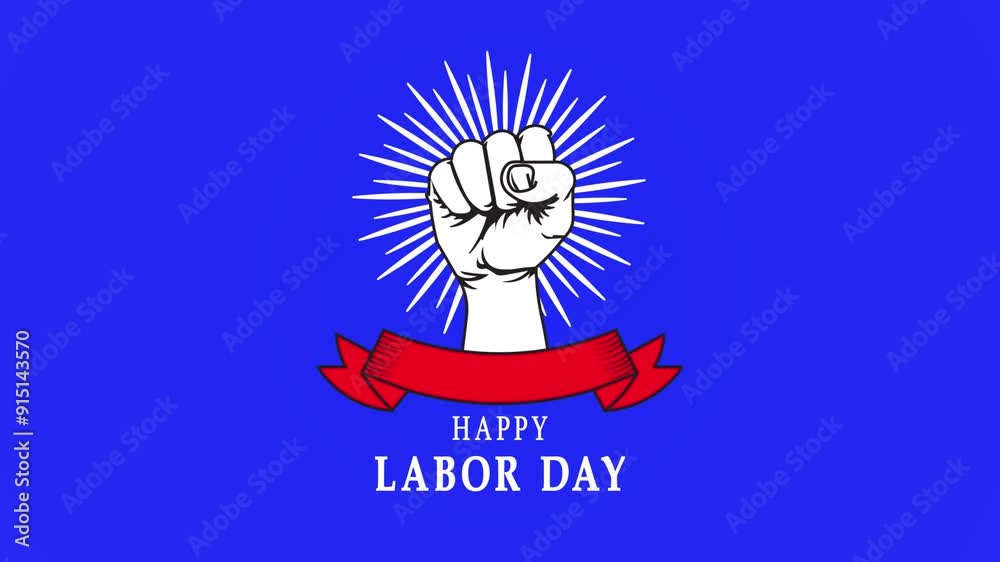usa labor day lettering with workers hands lifting tools ,4k video animated