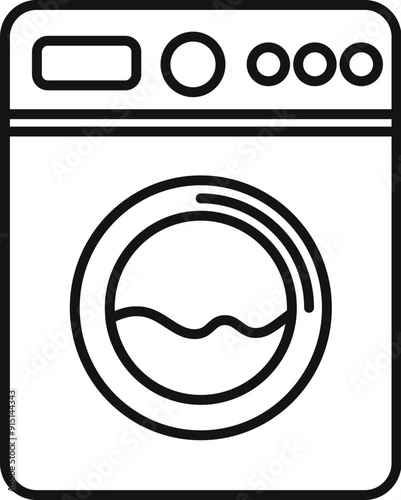 Simple laundry icon depicting a front loading washing machine running a wash cycle