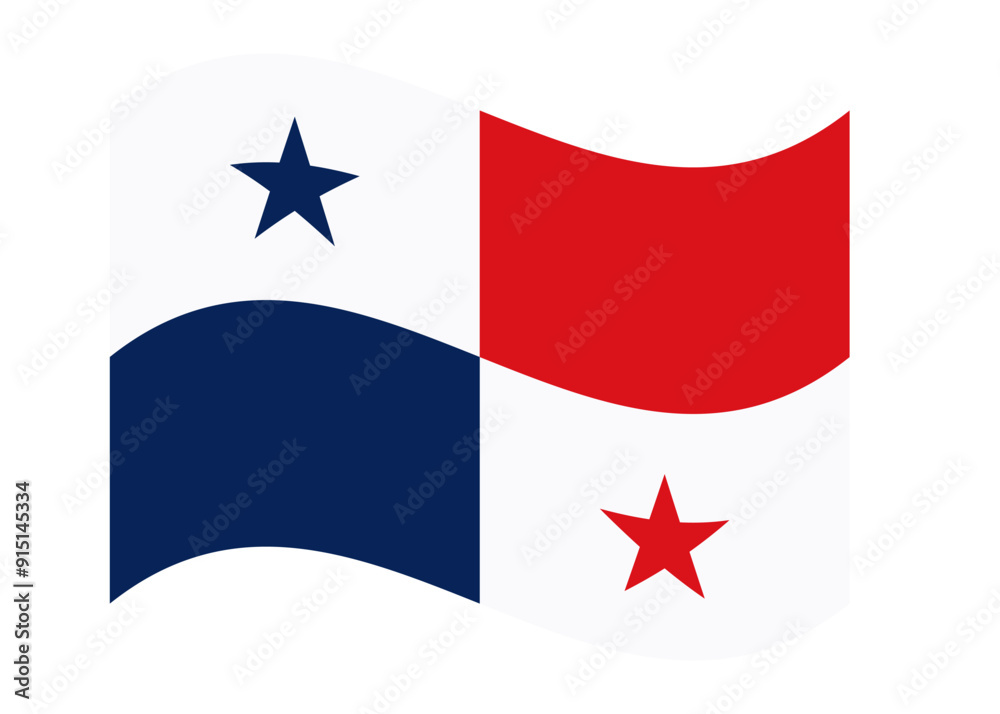 Wavy flag of Panama, isolated on transparent background. Flag of the Republic of Panama. Flag day. Vector illustration Wavy flag of Panama, isolated on transparent background. Flag of the Republic of Panama. Flag day. Vector illustration