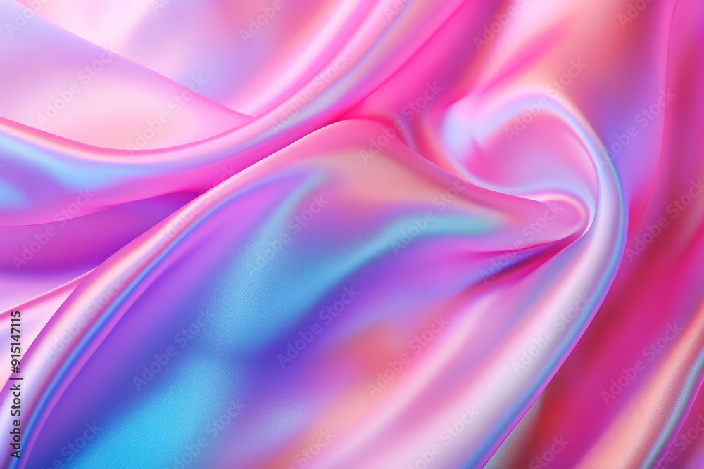 Fototapeta premium Processed collage of Iridescent fabric trendy cloth holographic texture. Background for banner