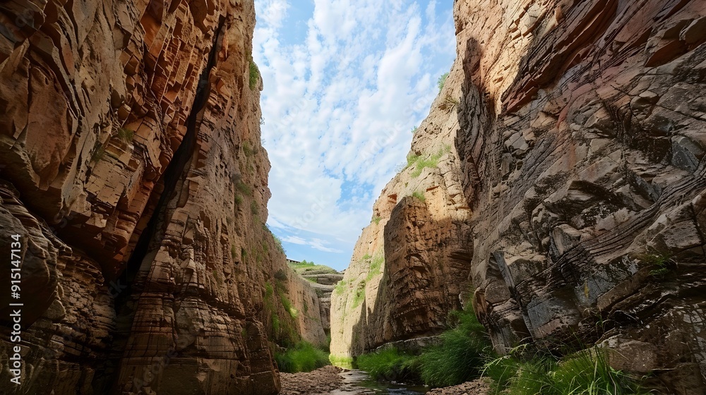 Fototapeta premium A sheer-walled chasm carved by the river
