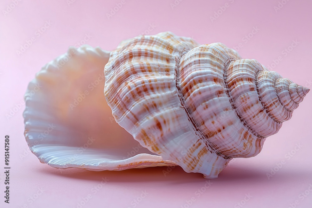 Pastel Seashell on Soft Pink: Evoking Coastal Calm and Beauty Pastel Seashell on Soft Pink: Evoking Coastal Calm and Beauty