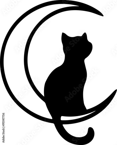 cat sitting on the moon silhouette